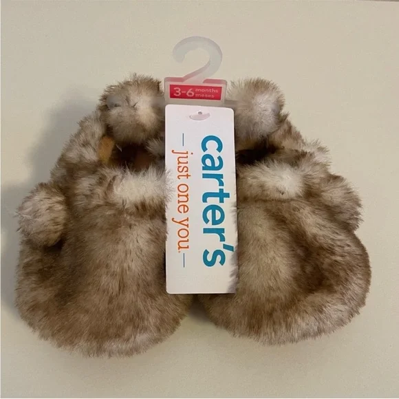 Carter's Plush Brown Baby Slippers - Picture 3 of 3